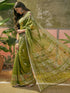 Vasthrlay Womens Printed Beige | Green Saree With Unstitched Blouse Piece