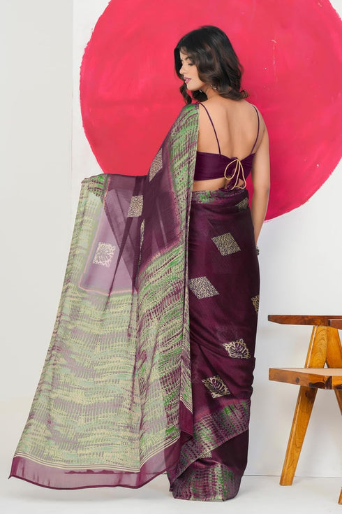 Vasthrlay Fashion Chiffon Abstrect Printed Ethnic Wear