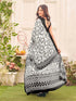 Vasthrlay Womens Abstract Unstitched Off White Saree