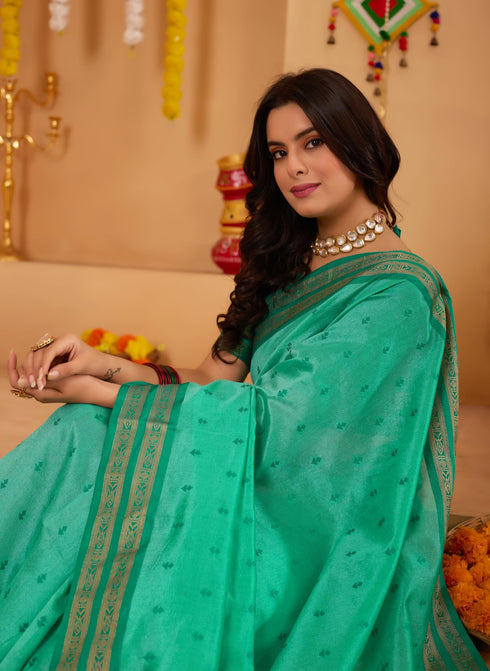 Vasthrlay Orange Jacquard Unstitched Saree