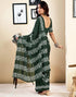 Vasthrlay Womens Printed Unstitched Dark Green Saree