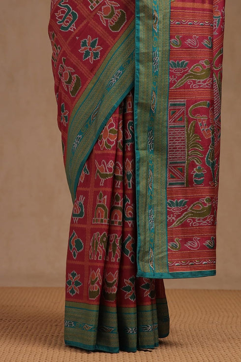 Vasthrlay Pink Pochampally Saree
