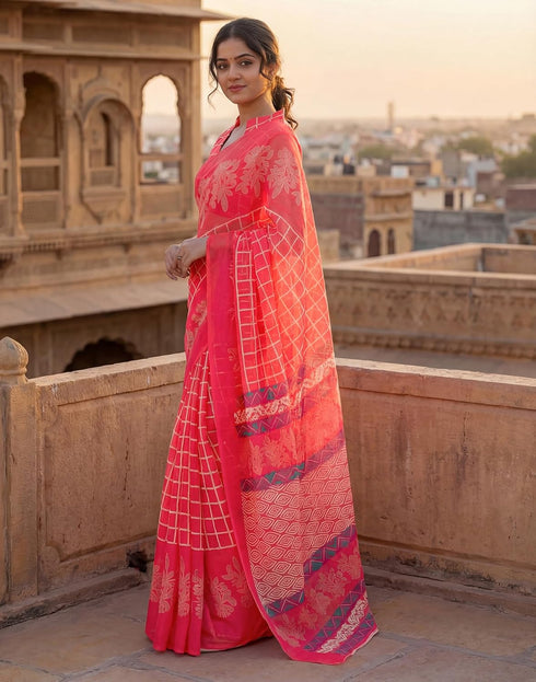 Vasthrlay Womens Printed Unstitched Purple Saree