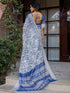 Vasthrlay Womens Printed Blue Saree With Blue Unstitched Blouse Piece