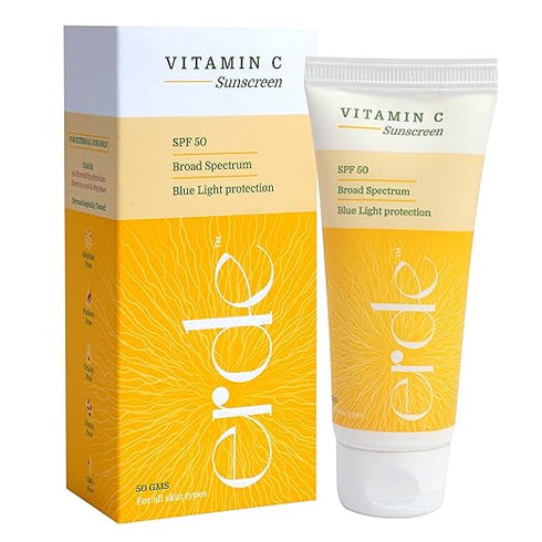 ERDE Vitamin C Sunscreen I SPF 50 | Broad Spectrum Serum I Blue Light Protection for Men & Women