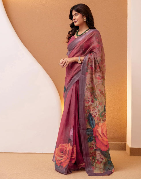 Vasthrlay Womens Printed Minute Green Saree