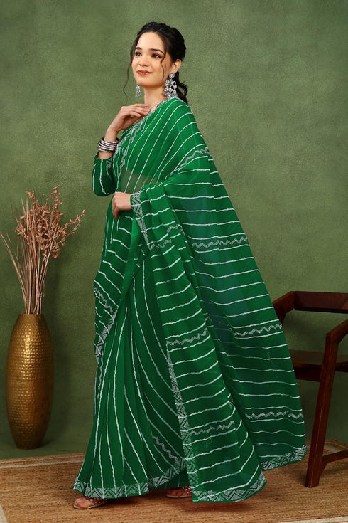 Vasthrlay Fashion Georgette Stripes Navy Ethnic Wear