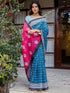 Vasthrlay Womens Printed Blue Saree With Unstitched Blouse Piece