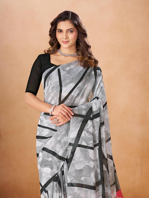 Vasthrlay Yellow Georgette Unstitched Saree