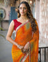 Vasthrlay Bandhani Embroidery Unstitched Yellow Saree