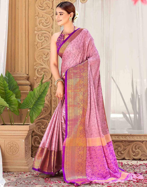 Vasthrlay Banarasi Jacquard Unstitched Mustard Saree