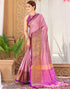 Vasthrlay Banarasi Jacquard Mustard Yellow Saree With Pink Unstitched Blouse Piece