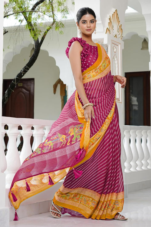 Vasthrlay Fashion Chiffon Printed Lightweight Ethnic Wear