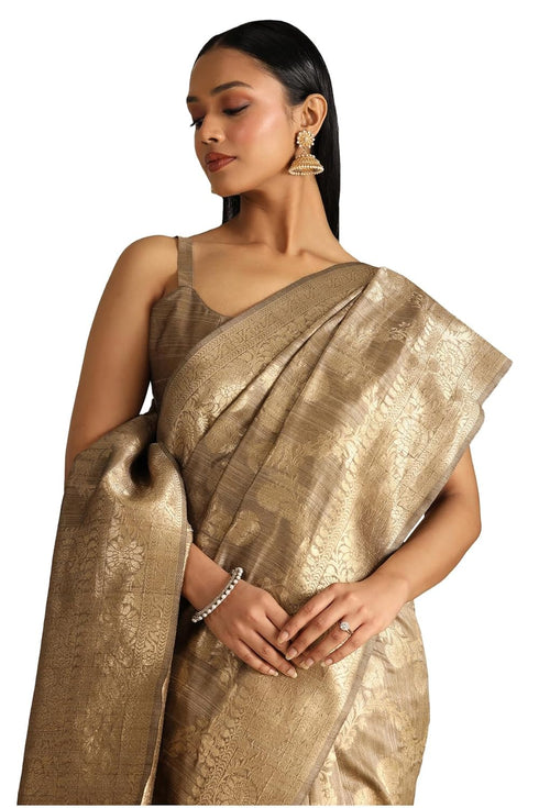Vasthrlay Beige Tussar Floral