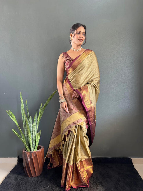 Vasthrlay Kanjivaram Blouse Traditional Pistablue