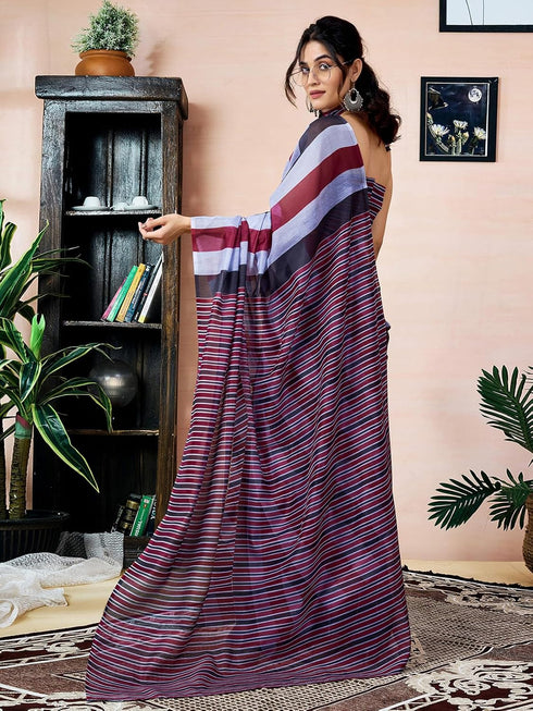 Vasthrlay Chanderi Printed Unstitched Teal Saree