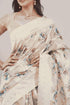 Vasthrlay Cream Peach Floral Print Chanderi Silk Blend Saree With Unstitched Blouse Piece
