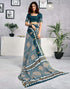 Vasthrlay Womens Printed Unstitched Light Green Saree