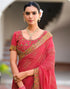Vasthrlay Georgette Embroidery Unstitched Red Saree