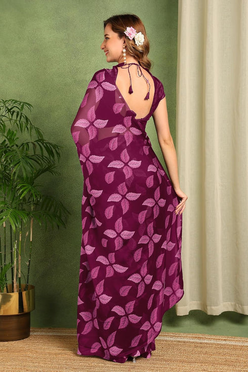 Vasthrlay Fashion Chiffon Printed Red Ethnic Wear