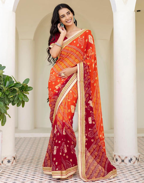 Vasthrlay Georgette Unstitched Multicolor Saree