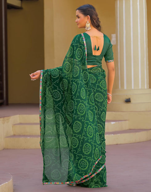 Vasthrlay Georgette Bandhani Unstitched Maroon Saree