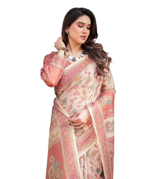 Vasthrlay Handloom Tassels Botanical Saree