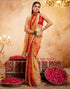 Vasthrlay Georgette Bandhani Orange Saree With Unstitched Blouse Piece