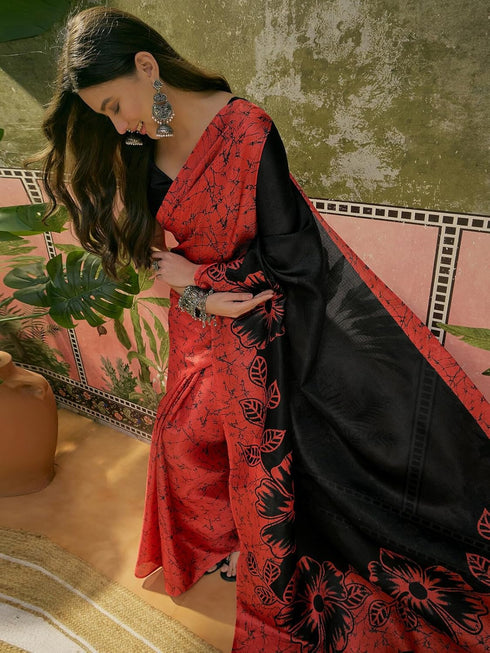 Vasthrlay Womens Printed Unstitched Beige Saree