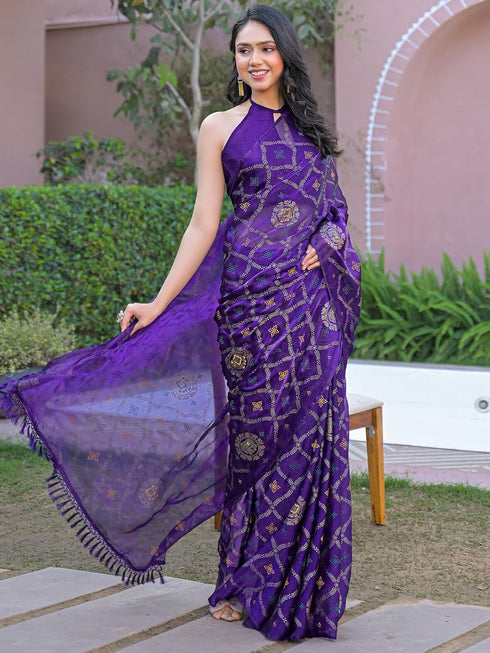 Vasthrlay Chiffon Printed Unstitched Teal Saree
