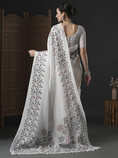 Vasthrlay Botanical Printed Unstitched Black Hs Ethnic Wear