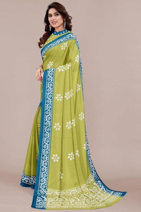 Vasthrlay Fashion Chiffon Printed Parrot Ethnic Wear