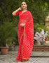 Vasthrlay Georgette Bandhani Red Saree With Unstitched Blouse Piece