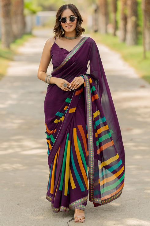 Vasthrlay Fashion Georgette Geometric Green Ethnic Wear