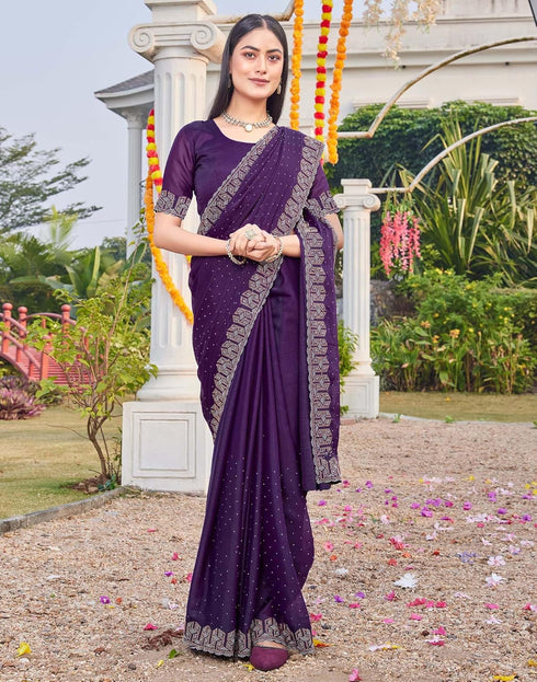 Vasthrlay Georgette Scalloped Unstitched Red Saree