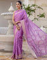 Vasthrlay Womens Striped Unstitched Dusty Pink Saree