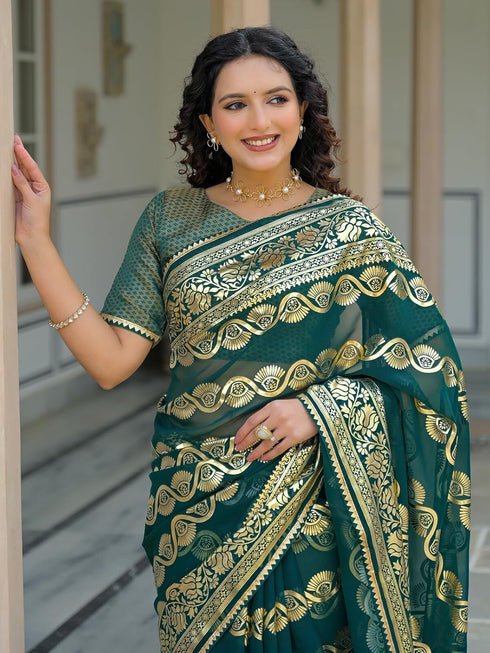 Vasthrlay Georgette Printed Orange Saree