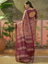 Vasthrlay Womens Printed Dark Peach Saree With Unstitched Blouse Piece
