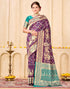 Vasthrlay Womens Weaving Purple Saree With Green Unstitched Blouse Piece