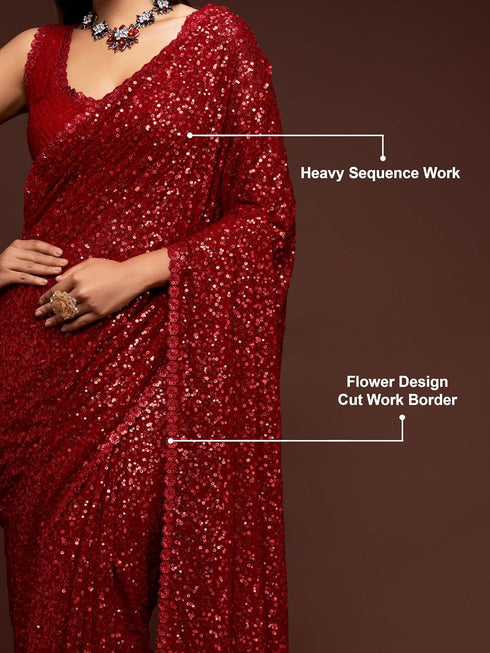 Vasthrlay Georgette Sequins Blouse Ethnic Wear