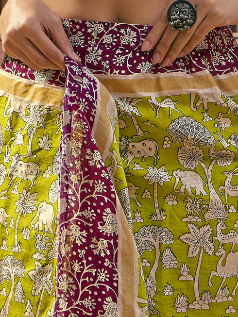 Vasthrlay Printed Yellow Saree