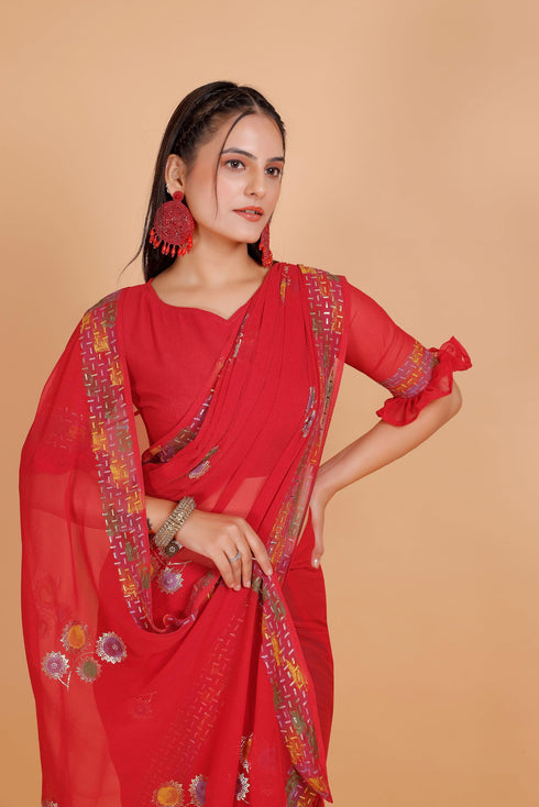Vasthrlay Georgette Unstitched Saree