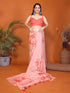 Vasthrlay Orange Digital Print Linen Ready To Wear Saree For Women
