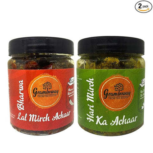 Graminway Bharwan Lal Mirch and Teekhi Hari Mirchi Ka Achar Combo