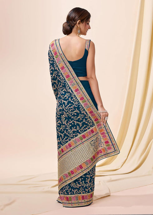 Vasthrlay Vichitra Embroidery Pink Ethnic Wear
