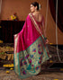 Vasthrlay Womens Paithani Unstitched Pink Saree
