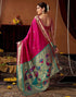 Vasthrlay Womens Paithani Unstitched Pink Saree