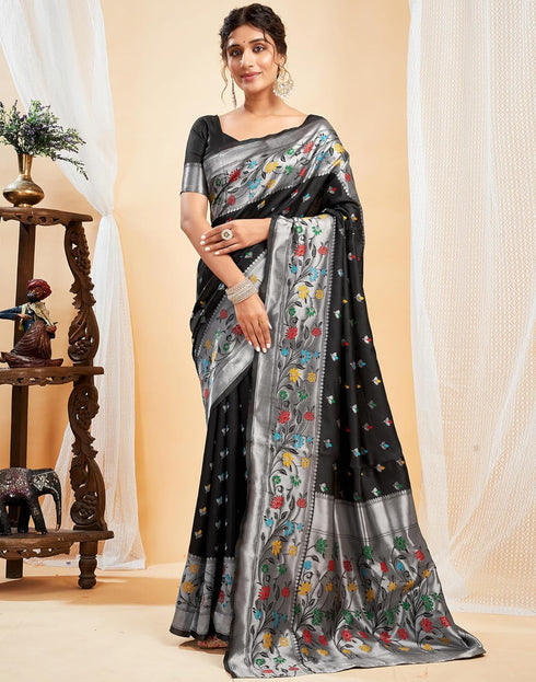 Vasthrlay Womens Paithani Unstitched Pink Saree