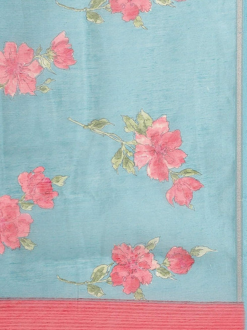 Vasthrlay Floral Unstitched Yellow Ethnic Wear