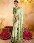 Vasthrlay Womens Printed Unstitched Light Green Saree